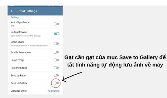 Tắt tự lưu video telegram trên Android
